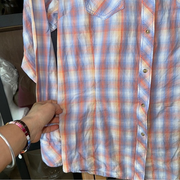 Ariat button down shirt Pearl Snap Plaid Western Rodeo Long Sleeve embroidered - Picture 7 of 8